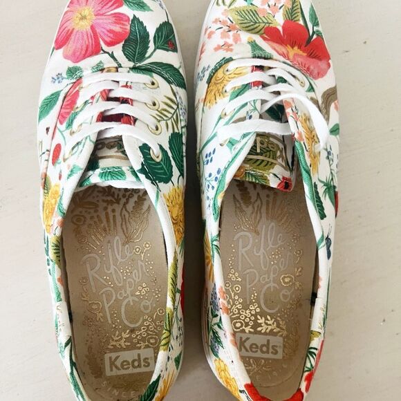 Keds x Rifle Paper Co Champions Botanical Garden Party Canvas Lace Sneakers 6.5 - Picture 7 of 10